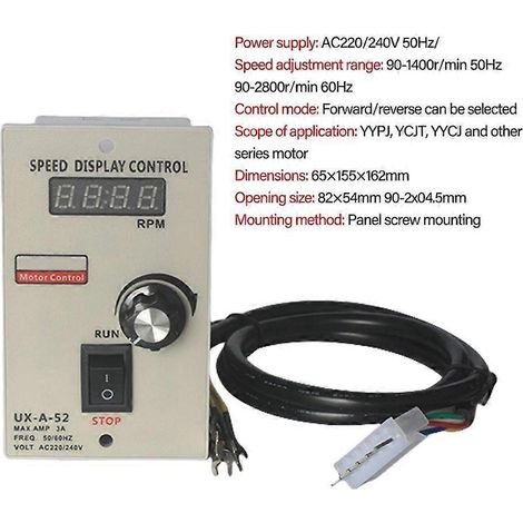 Contrôleur de vitesse de moteur réglable 400 W AC220 V 50/60 Hz avec affichage LED UX-A-52 (1/4)