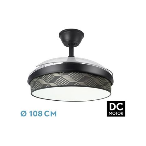 Ventilatore DC Fashion 72W Bianco/Grigio Tetris 108cm 7200lm 3CCT Telecomando (1/2)