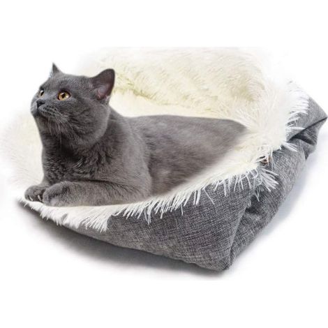 Lit pour Chat Chien, 2 en 1 Couverture pour Chien Chat Panier pour Chat Nid de Chat Chien Maison Chat Confortable Chaud Ultra Doux Coussin Moelleux pour Chaton et Chiot (Blanc)-Fei Yu (1/5)