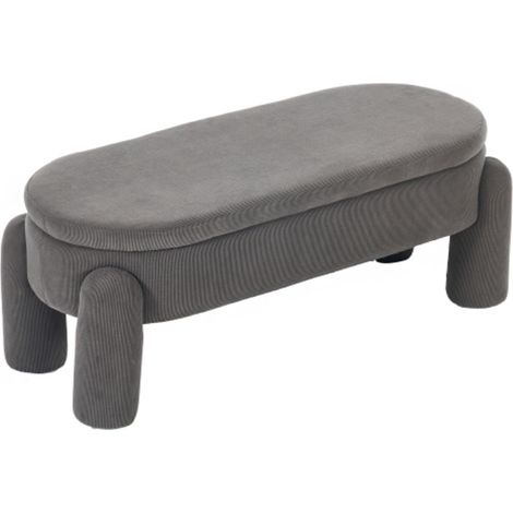 Stilvolle und moderne Aufbewahrungsbank für Schlafzimmer, Garderobe, Eingang und Wohnzimmer mit Stauraum, hochwertiger Chenille-Stoff mit Massivholzrahmen, rutschfeste Bank (graue Farbe) (1/5)