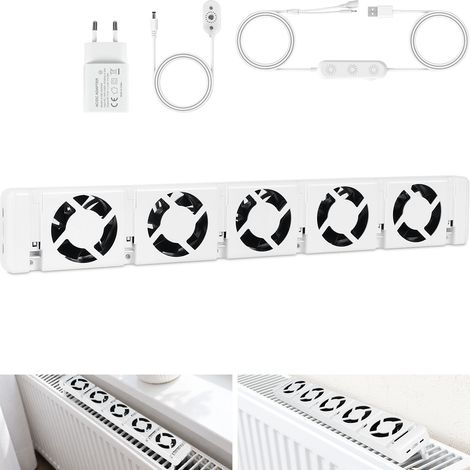 Jiubiaz Ventilador para radiador, 1 módulo con 5 ventiladores, 47 cm, regulable, sensor de temperatura, magnético, para 70–100 cm (1/4)