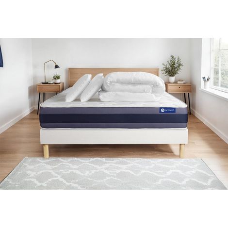 Pacchetto letto completo - Materasso 140x190cm + Box spring con doghe (kit) + 2 cuscini + Piumino - Actilatex Morpho (1/5)