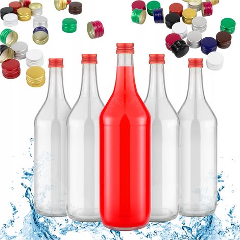 25 botellas de vidrio MONOPOL MONOPOLOWA de 1 litro para alcohol, vino y zumos.