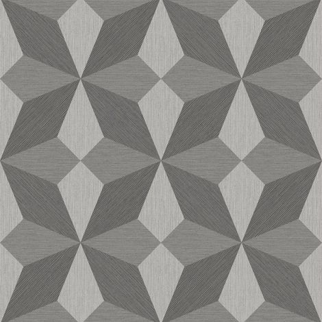 Linear Diamond Geometric Wallpaper Metallic Grey Vintage Retro Paste Wall Vinyl (1/3)