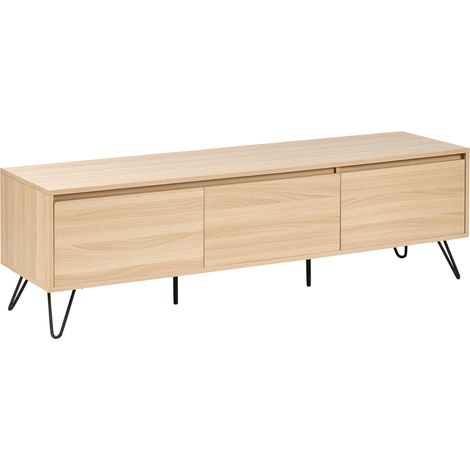 Mueble TV 3 estantes tablero aglomerado 150 cm estilo minimalista marrón claro Cardigan