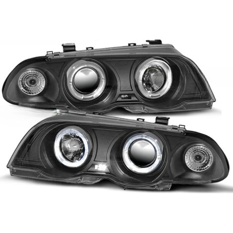 Paire de phares BMW serie 3 E46 Berline de 1998 a 2001 angel eyes noir-27361164 (1/2)