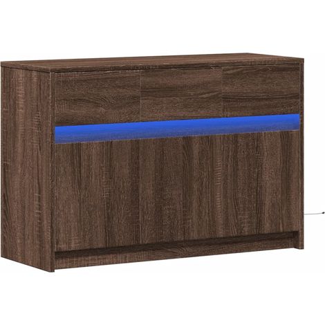 Porta TV multimediale scaffale per televisione televisore buffet sala da pranzo soggiorno camera da letto con LED rovere 91 x 34 x 61 cm derivati del legno marrone 020026469
