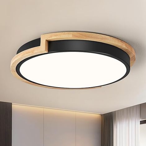 Plafonnier LED plafonnier noir 30cm luminaire chambre salon cuisine couloir salle à manger lumière 4000k 24W (1/5)