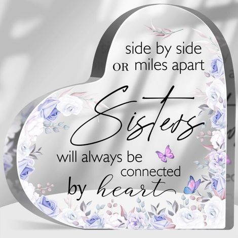 Plaque cœur en acrylique, souvenir familial pour papa maman sœur(15 cm) (1/4)