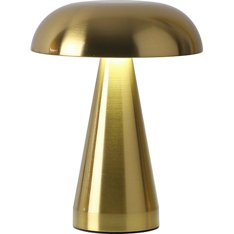 Lampada Da Tavolo LED Design Moderno Senza Fili Ricaricabile Controllo Touch Forma Di Fungo Colore Oro Selezione Colore Intensità Dimmerabile Altezza Regolabile 3000/4500/600K AbatJour Comodino (1/5)