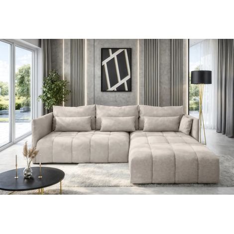 AX LIVING Gaziante beige Eckschlafcouch mit Bettkasten 245 cm
