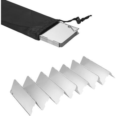 Lntyq Pare-Vent Pliable Aluminium,Plaques Pare-Brise de Camping,Camping Plein Air Pare-Brise,Protection antivent pour réchaud à gaz Pliable,pour Camping Réchaud Extérieur,Pique-Nique (1/5)