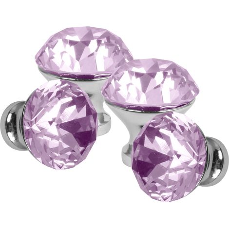 Domino Elegante Crystal A Möbelknopf 30mm in Chrom & Rosa 4 Stück