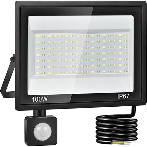 Outdoor LED Motion Detector Floodlight, 100 W, 7000 K White, 10000 LM Waterproof, 119 LEDs, Outdoor Spotlight for Garden, Yard, Garage, Hallway and Security Lighting (1/5)