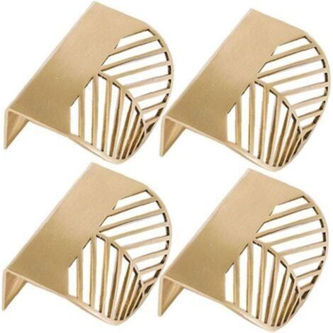 4pcs Forme des Feuilles d'or en Laiton Cabinet Poignées de Meubles de Cuisine Poignées Poignée de Porte en cuivre tiroir tirettes (1/4)