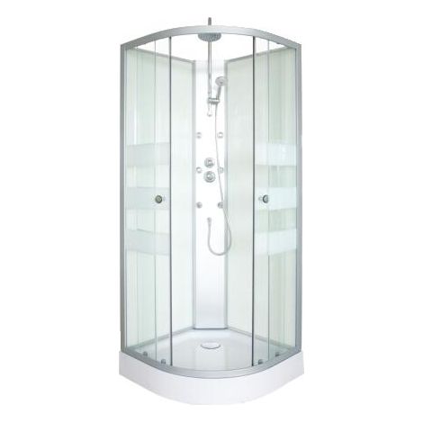ONDEE ZEN - Cabine de douche hydromassante AMELIA - Porte Coulissante - Blanc - 1/4 C - 90cm