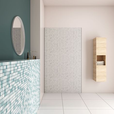 120x210 cm Pannello Doccia Realizzato in Alluminio Spessore 3mm con Profili Finitura Grigio Cemento per Rivestimento Parete Bagno (1/5)