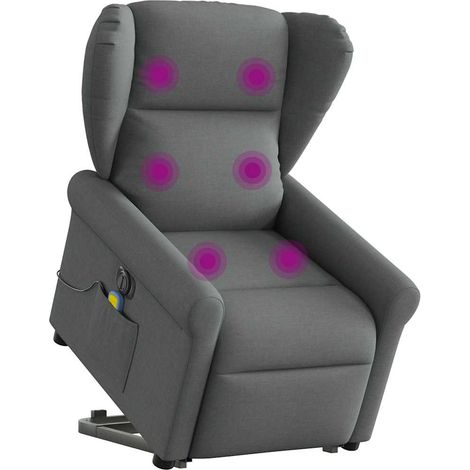 Elektrischer Massagesessel mit Aufstehhilfe Dunkelgrau Stoff
