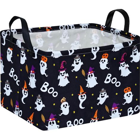 Panier de rangement fantôme d'Halloween, panier à linge pliable avec poignées, coffre à jouets pour chambre d'enfant, décoration intérieure 3-35x25x25cm