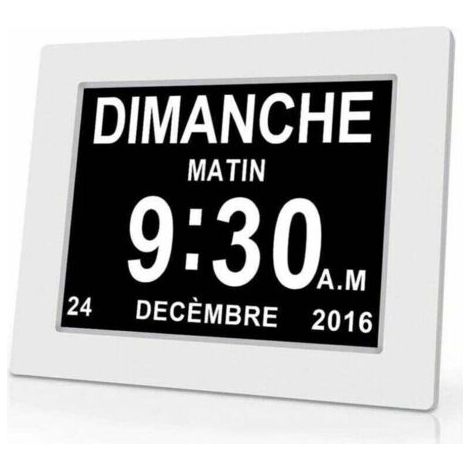 Horloge calendrier numérique One Piece 7 pouces avec date et heure, horloge Alzheimer pour parents, rappel de médicaments pour grands-parents et enfants - Blanc - 20414324mm (1/4)
