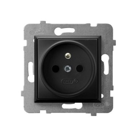 Prise simple Aria avec/sans prise, noir métallisé GP-1UZ/m/33