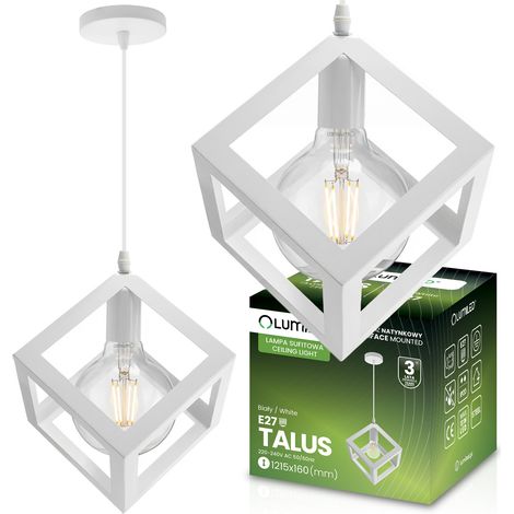 Lámpara de techo colgante geométrica cuadrada LED E27 Talus blanca Lumiled (1/5)