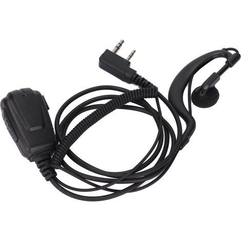Écouteur pour talkie-walkie Kenwood avec connecteur à 2 broches, son clair, câble spiralé et microphone PTT intégré. Compatible avec les radios bidirectionnelles Kenwood. (1/5)
