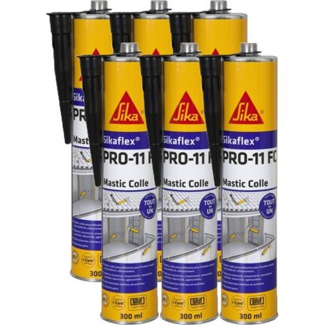 6 Colles mastic Sikaflex ton noir PRO 11 FC à prise rapide 300 ml SIKA
