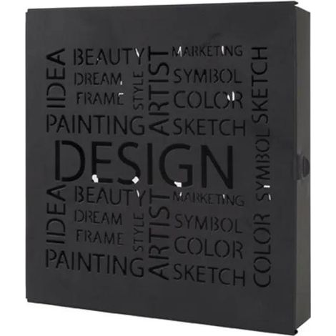 aku Boîte à clés moderne noire design métal 22x5x24 cm