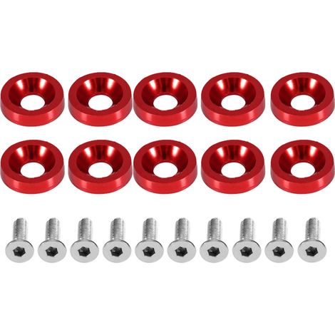 Tbest Modification de Voiture M6 Joint Plaque D'immatriculation Cadre Décoration Vis Acier Inoxydable Aluminium 8 Couleurs 6mm pour Pare-chocs Avant Arrière Support de Couvercle de (rouge)..