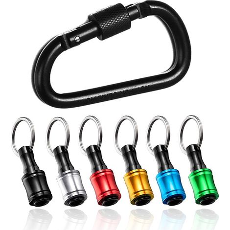 6pcs Porte-Embouts Tournevis Adaptateur Vis de Perçage à Tige Hexagonale 6.35mm Barre d'Extension de Foret Portable avec Porte-clés pour Stockage et Dégagement Rapide du Foret et Tournevis Hex (1/5)