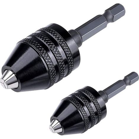 Juego de dos portabrocas hexagonales de 1/4" con adaptador de cambio rápido sin llave, convertidor y adaptador para taladro (0,3-6,5 mm, 0,3-3,6 mm) - Taladro