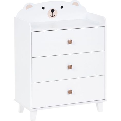 3 Drawer Chest MDF Pine Wood Legs Nightstand Playroom Storage Animal Theme Kids Room Scandinavian Style MIMILI (1/5)