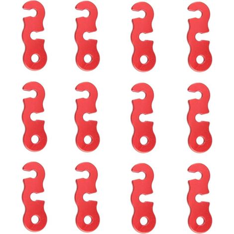 12-teiliges Set Seilspannhaken aus Aluminiumlegierung für Camping, robuste und rutschfeste Haken zur Seilverstellung für Zelte, Planen, Wandern und Camping