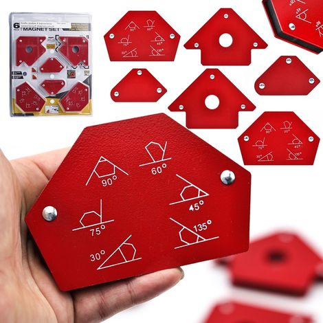 Set di 6 Squadre Magnetiche per Saldatura – Precisione e Durata Acciaio Inossidabile, Rosso, 1,48 kg Strumento Professionale per Saldatori (1/5)