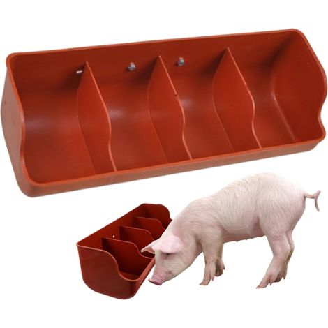 Mangeoire pour porcs- mangeoire à 4 compartiments- 18-1 x 6-3 x 5-1 pouces- mangeoire en plastique robuste pour bétail- convient aux bovins- chevaux- moutons- chèvres- porcs- veaux et poulets. (1/5)
