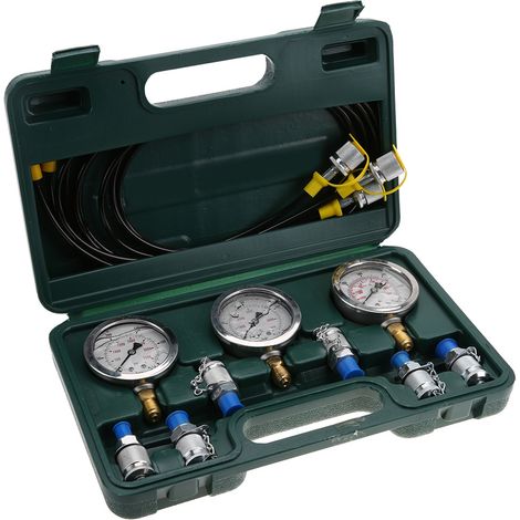 Kit de test de pression hydraulique pour excavatrice, avec raccord de point de contrôle et manomètre, matériel de diagnostic robuste pour chantier, ensemble complet professionnel. (1/5)
