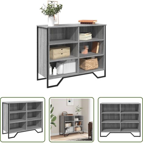vidaXL Metallbeine -  Sideboard Grau Sonoma 91x35,5x74,5 cm Holzwerkstoff (1/5)