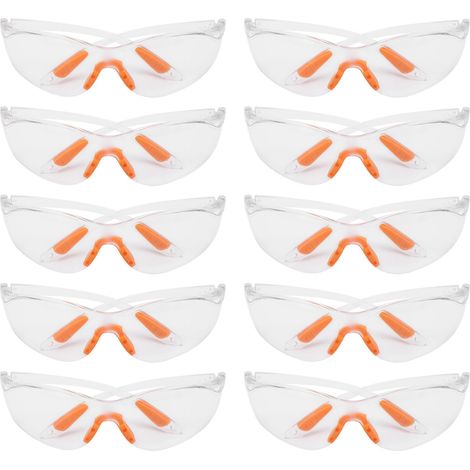 10 Paires Lunettes de Protection Anti-Poussière Transparentes PC pour Soudure, Écran Anti-Vent Portable (1/5)