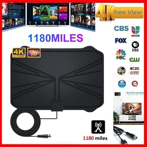 Antenne TV Intérieur Puissante,1180 Miles 4K HDTV Amplificateur Antenne TNT Numérique HDTV,UHF/VHF Intérieur Puissante (1/4)