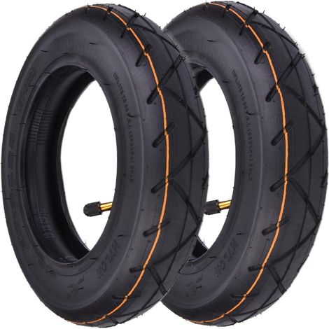Lot de 2 pneus 10 x 2.125 pour trottinette électrique – Chambres à air incluses – Caoutchouc isobutylène pour étanchéité – Conduite fluide et sécurisée