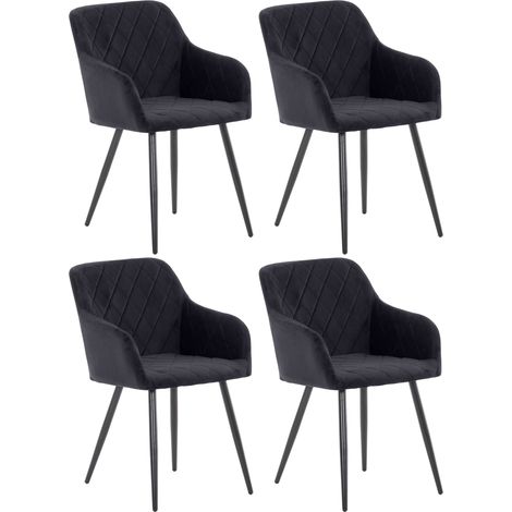 4er Set Esszimmerstuhl Shila schwarz Samt (1/5)