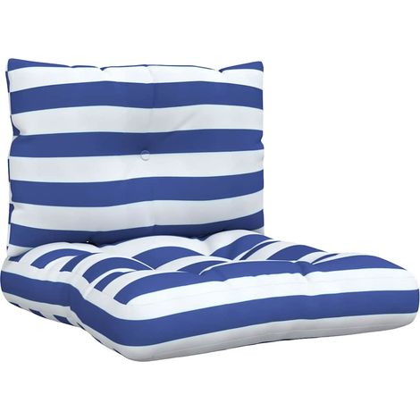 Lot de 2 Coussins d'extérieur - Coussins de palette rayures bleues/blanches (1/5)