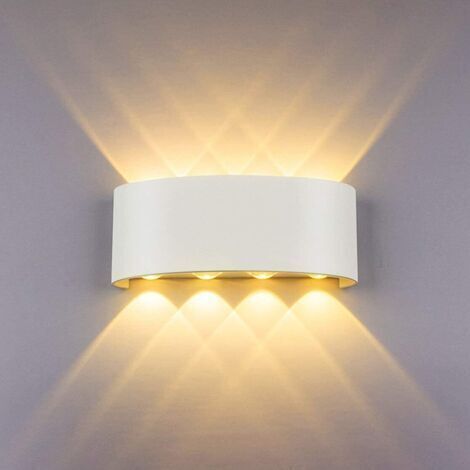 Applique Murale LED Blanc 8W Applique Intérieur/Exterieur Murale IP65 Lampe Blanche Chaude 3000K Murale Moderne Carré Up Down en ABS pour Chambre Salon Hôtel (1/4)