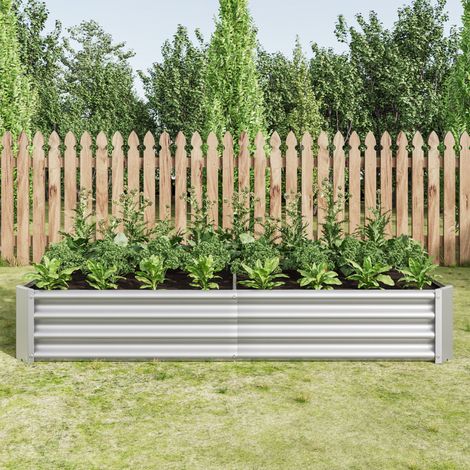Orto rialzato in metallo 180 x 90 x 30 cm, senza fondo, acciaio zincato argentato DESVIAE