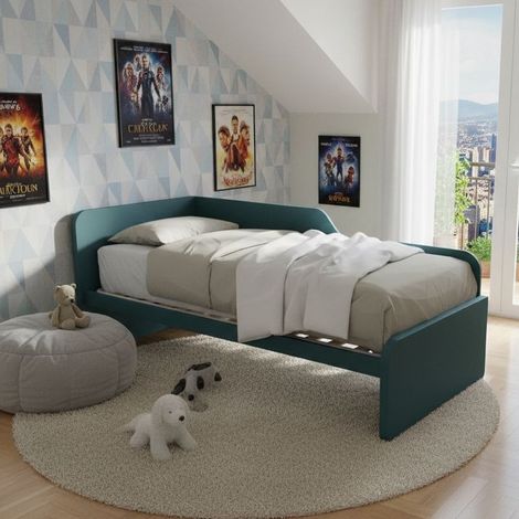 Divano letto sagomato 80x190 - Verde Petrolio