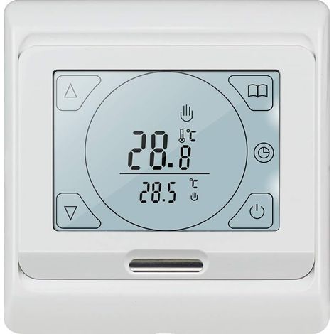 Thermostat Chauffage au Sol Electrique Programmable 16A avec Sonde, Numérique Thermostat d'ambiance Plancher Chauffant Régulateur Écran Tactile LCD (1/5)