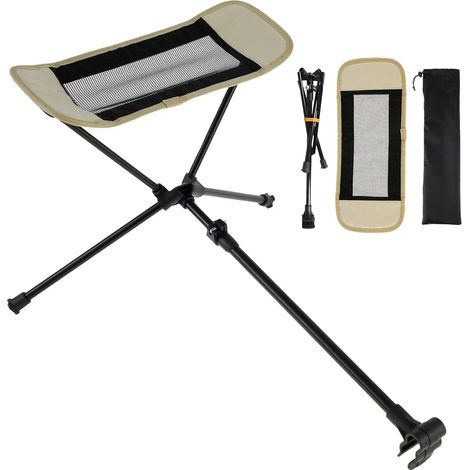 Repose-pieds universel pliable et léger pour chaise de camping (kaki), idéal pour la pêche, la plage et la randonnée. (1/3)