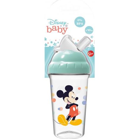 Bicchiere per Bambini con Cannuccia Flessibile con Grafica di Disney Mickey Mouse da 295 ml, senza BPA, Lavabile e Riutilizzabile (1/3)