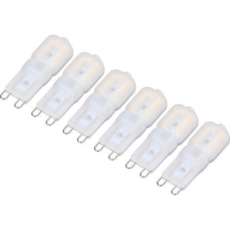 Lot de 6 ampoules G9 3W, blanc naturel 110-140V, gradables, certifiées CE+ROHS, pour lustres, plafonniers, appliques et lampes de table (abat-jour blanc laiteux). (1/5)